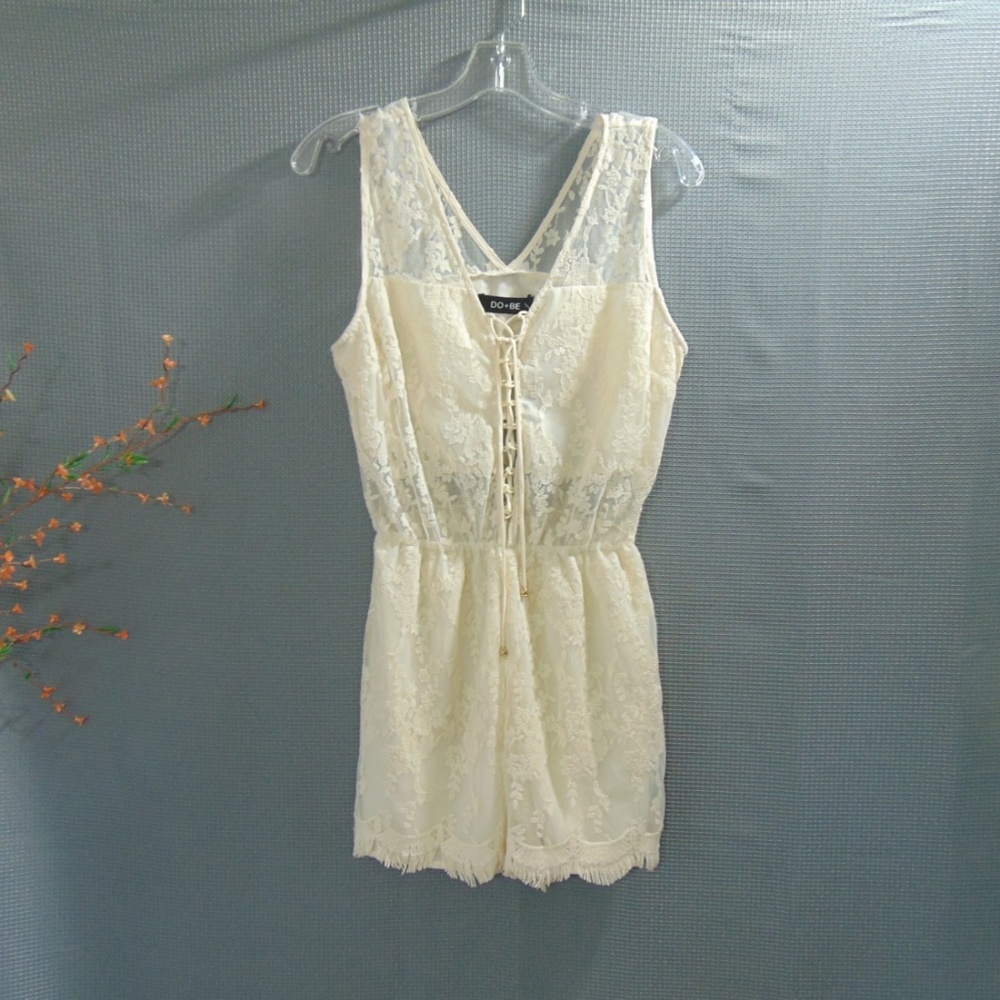Elegant Cream Lace Romper